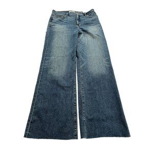 LOFT Frayed High Rise Wide Leg Jeans in TBD